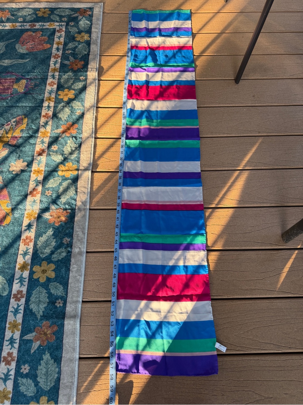 Vintage Units 100% Silk Scarf Colorful Striped Long Skinny Neck Scarf - Picture 8 of 9
